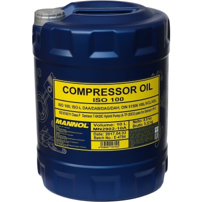 Mannol Compressor Oil ISO 100 Минеральное масло для воздушных компрессоров   Компрессорное масло  10 литров /